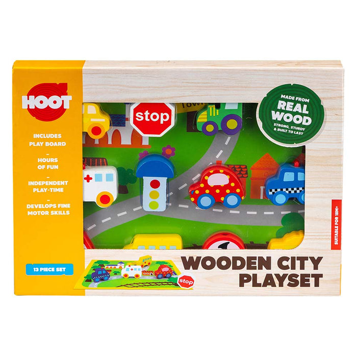 Hoot Wooden City 13 Piece Playset