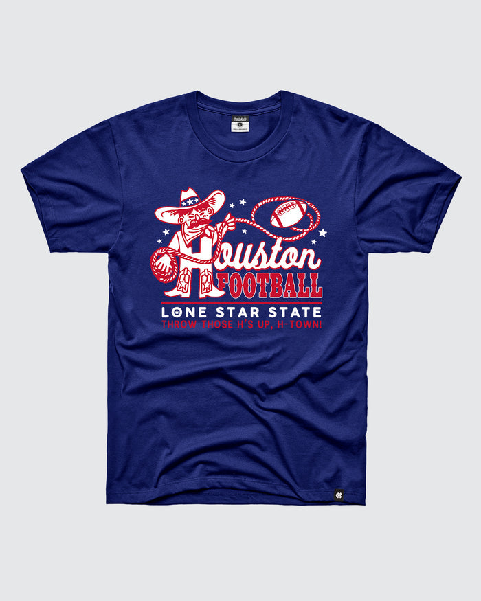 Houston Football Lone Star State Solid Navy Unisex T-Shirt