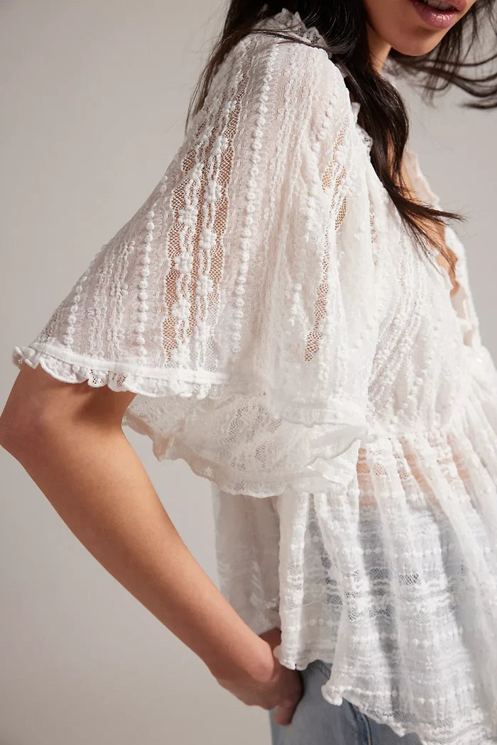 In Your Dreams Lace Top - Clean Ivory
