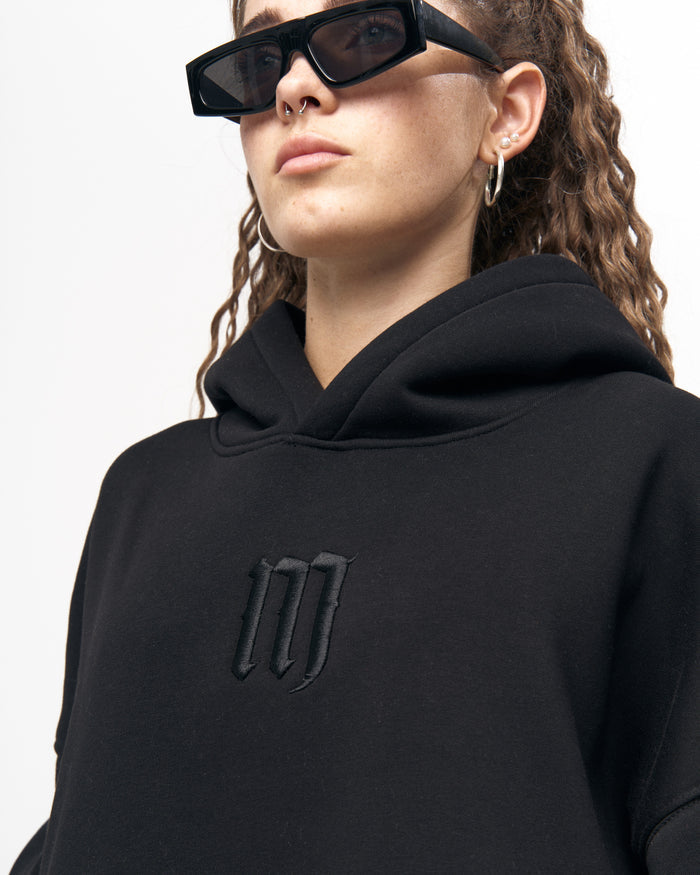 Insignio 3D Embroidered Designer Oversized Black Hoodie Jogger Set (5)
