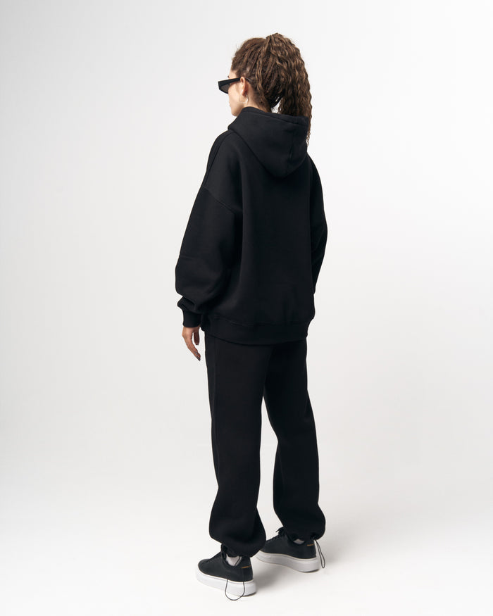 Insignio 3D Embroidered Designer Oversized Black Hoodie Jogger Set (8)