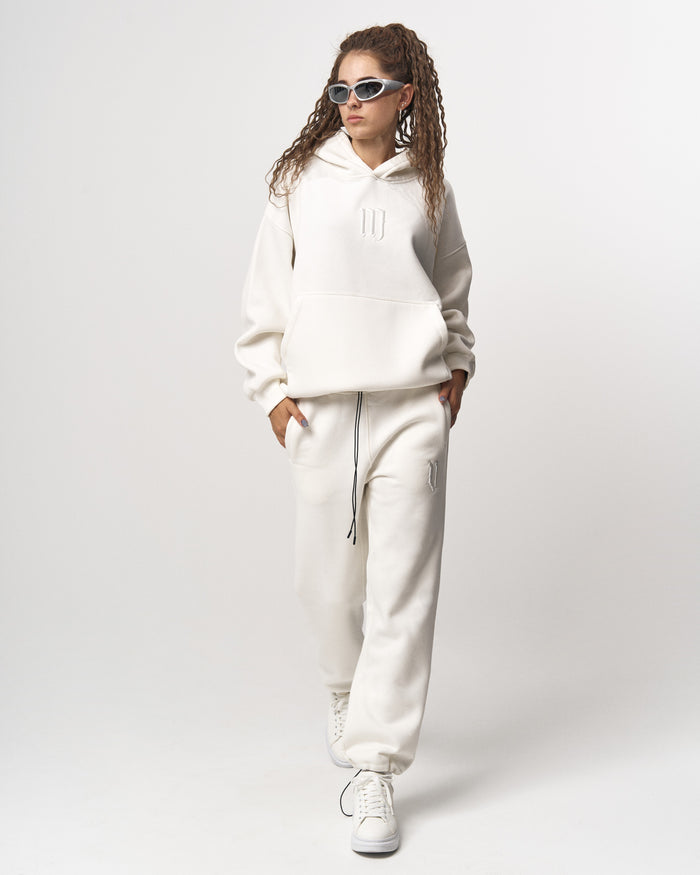 Insignio 3D Embroidered Designer Oversized White Hoodie Jogger Set (8)