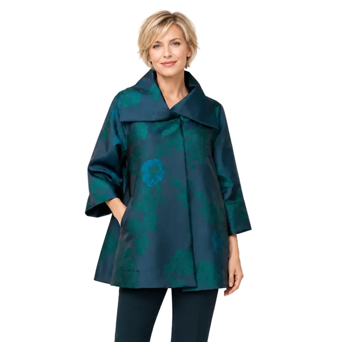 Just In! Floral Jacquard Jacket in Green - C1143J-GRN