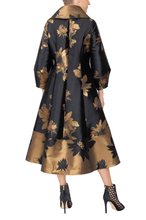 Just In! Floral Jacquard Statement Dress/Jacket in Black & Gold - 7758J