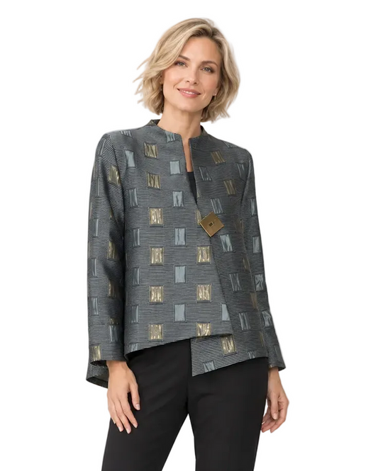 Just In! Metallic Geometric Jacquard Jacket  - 8236J