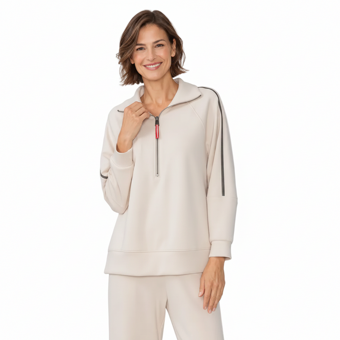 Just In! Soft Techno Stretch Knit Top in Cream - C1160T