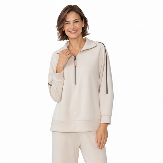 Just In! Soft Techno Stretch Knit Top in Cream - C1160T