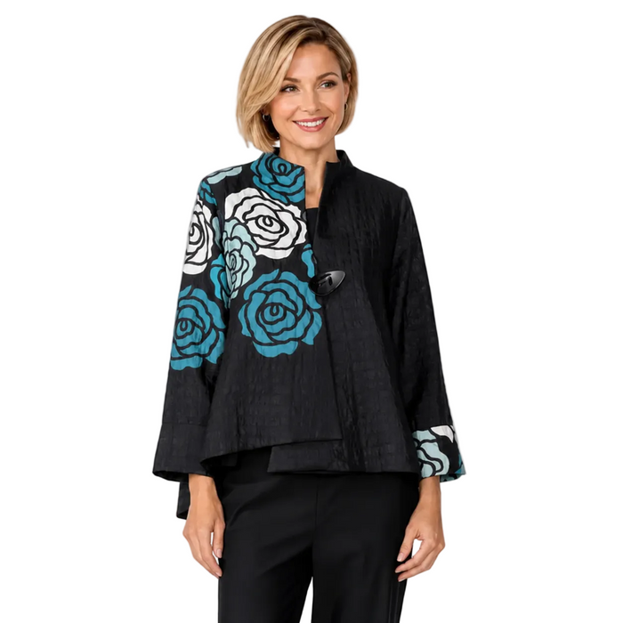 Just In! Textured Rose Garden Jacket in Blue - C1230J-BLU