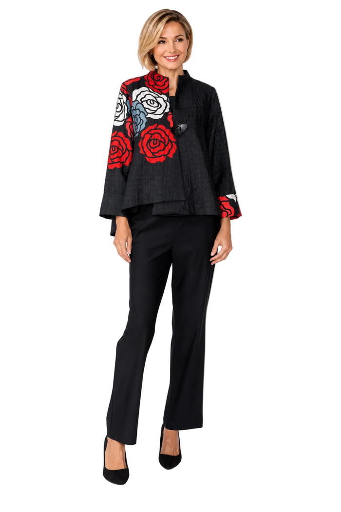 Just In! Textured Rose Garden Jacket in Red - C1230J-RD