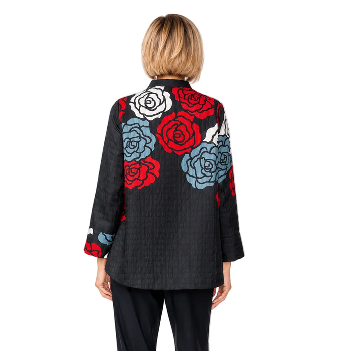 Just In! Textured Rose Garden Jacket in Red - C1230J-RD