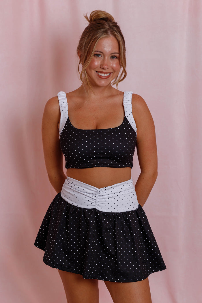 Black and White Polkadot Sports Bra- Affordable Preppy Sports Bra- Women's Matching Athletic Set