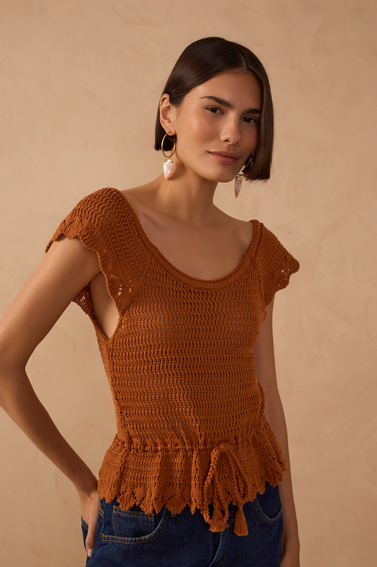 Knit Tie Detail Blouse_1