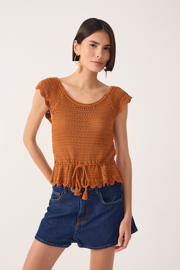 Knit Tie Detail Blouse