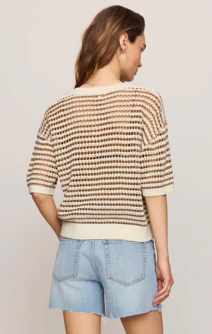 Kyle Striped Polo Sweater - Taro