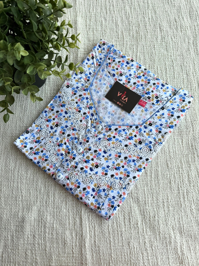L size printed cotton nighty