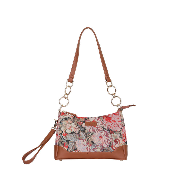 Women’s floral tapestry vegan‑leather chain shoulder bag for travel, office, work, and daily use — Canada & USA