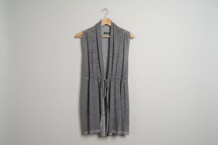 Ladies Mint Velvet Long-Line Sleeveless Cardigan 100% Linen UK 12 EU 40