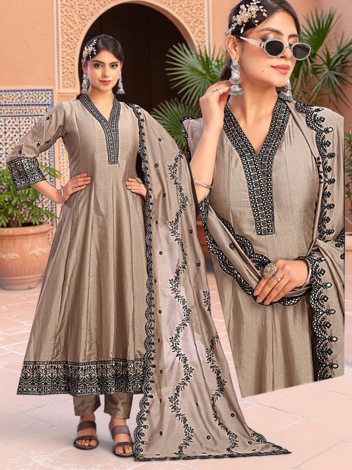 Light gold Anarkali set