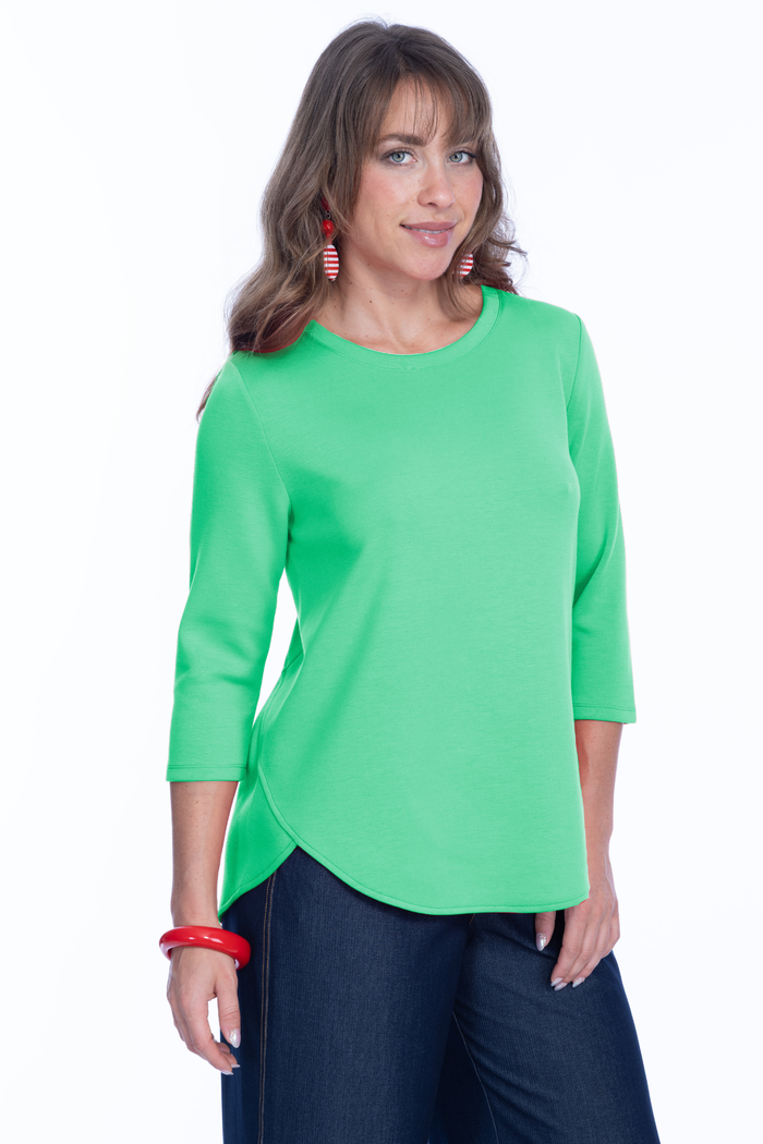 LIOR ZOFI Top Women's 3/4 Ponte Knit Top - Spring Green