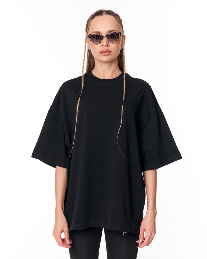 “Loved Me” Text Print Black Oversized T-shirt in relaxed oversized fit