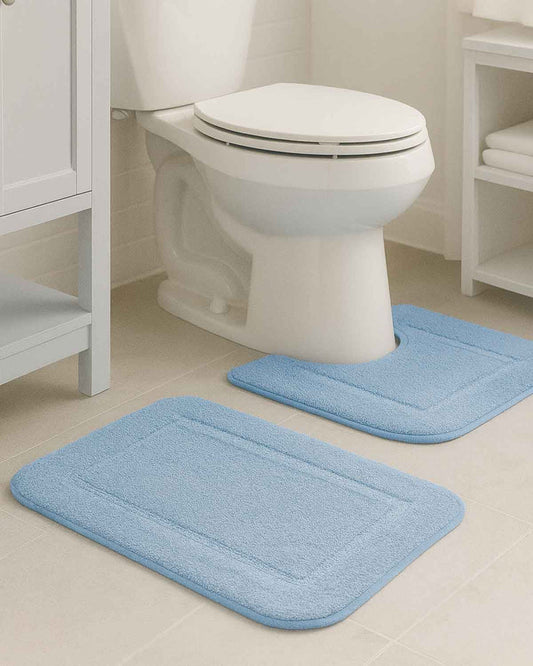 Luxury Microfibre Bath and pedestal Mats - Blue - Country Collection