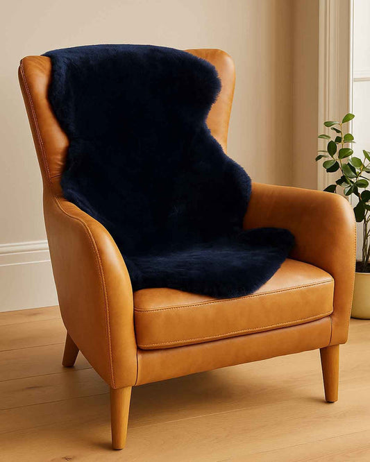 Luxury Navy Sheepskin Throw - Country Collection
