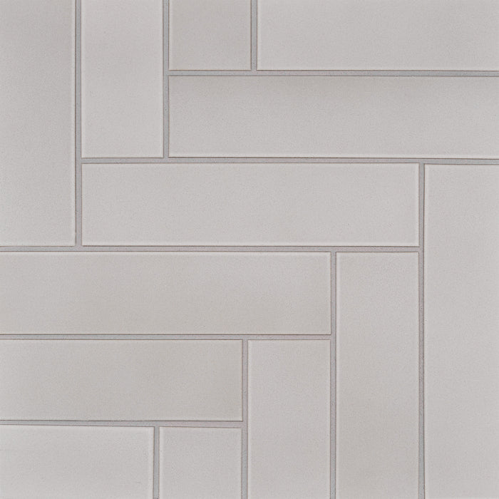 Caption: Classic Field 3x12 in M144 Oat. Chateau grout by Custom Building Products.