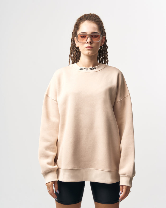 Martin Valen Women's Oversized Round-Neck Beige Sweatshirt (2)