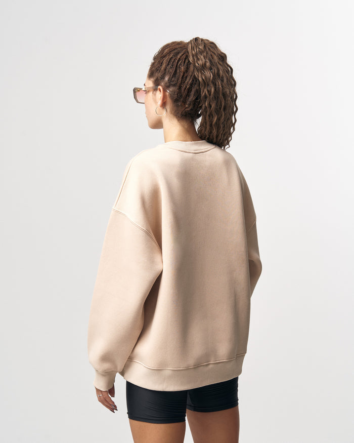 Martin Valen Women's Oversized Round-Neck Beige Sweatshirt (3)
