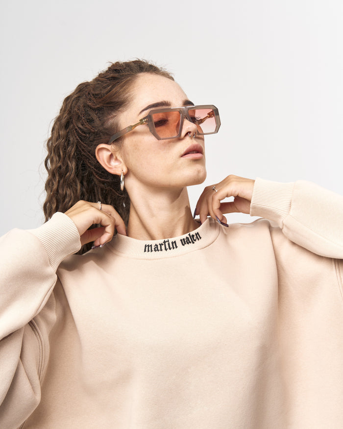 Martin Valen Women's Oversized Round-Neck Beige Sweatshirt (4)