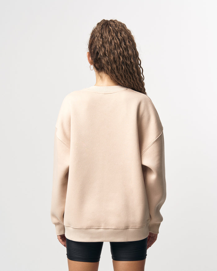 Martin Valen Women's Oversized Round-Neck Beige Sweatshirt (6)