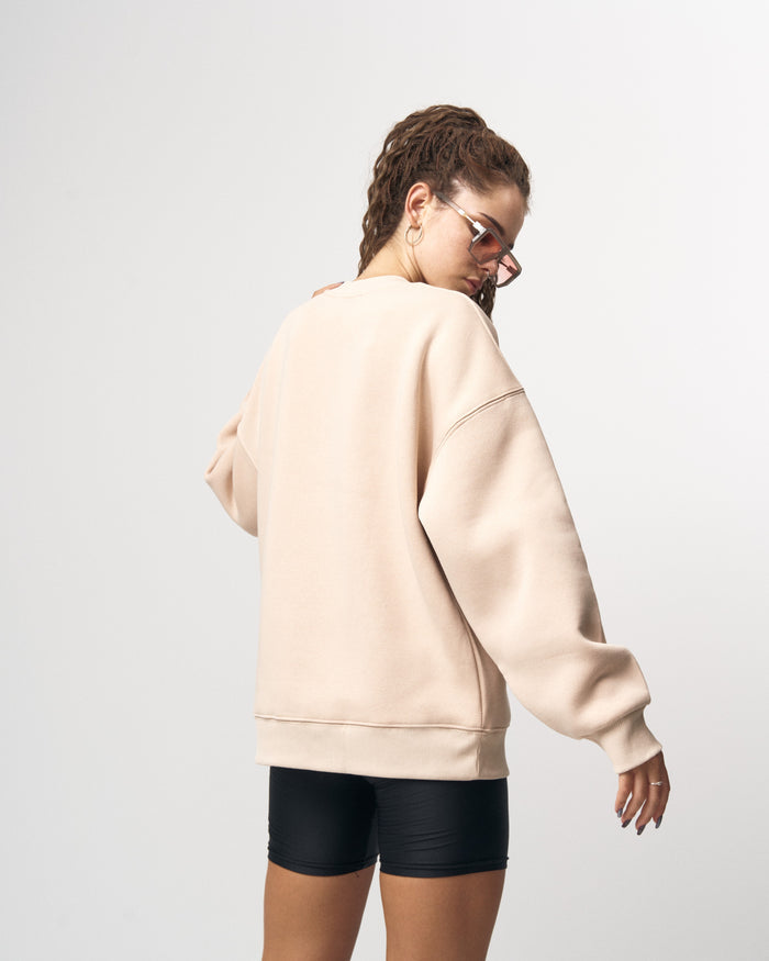 Martin Valen Women's Oversized Round-Neck Beige Sweatshirt (7)