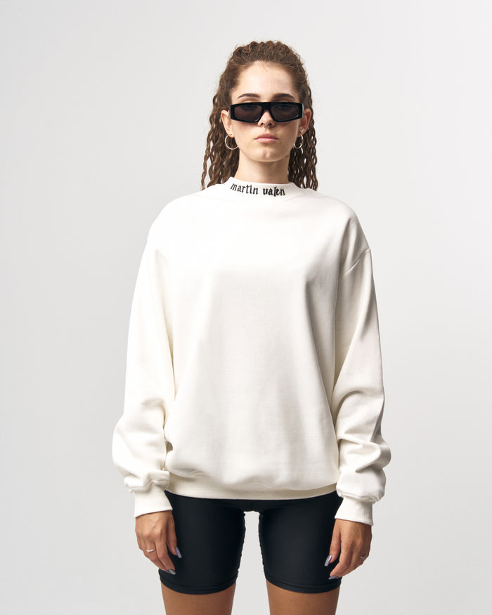 Martin Valen Women's Oversized Round-Neck White Sweatshirt (2)