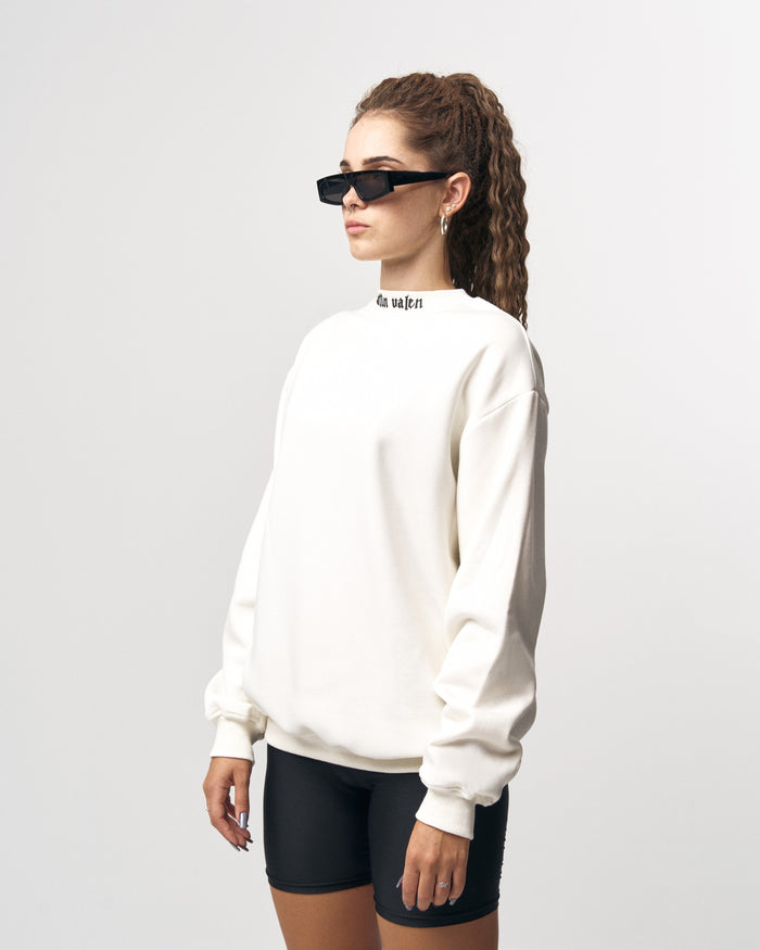 Martin Valen Women's Oversized Round-Neck White Sweatshirt (5)