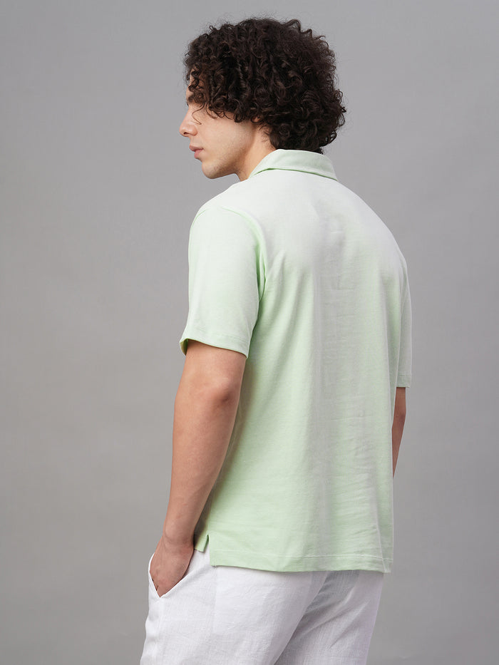 Men's 100% Cotton Chest Pocket Polo T Shirt Green