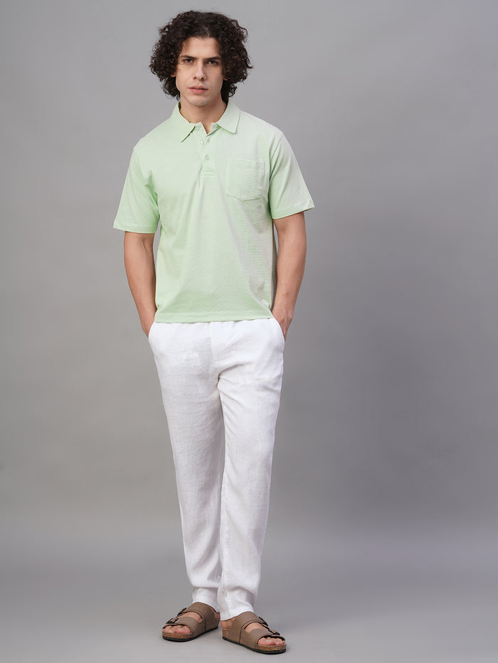 Men's 100% Cotton Chest Pocket Polo T Shirt Green