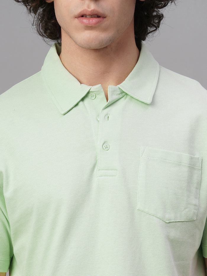 Men's 100% Cotton Chest Pocket Polo T Shirt Green
