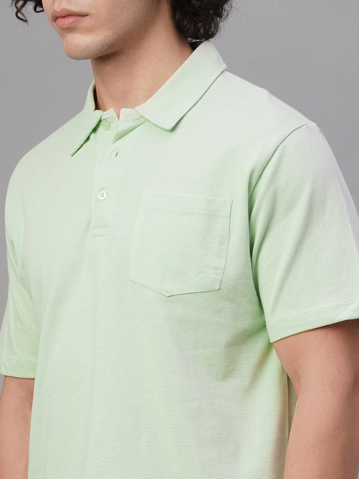 Men's 100% Cotton Chest Pocket Polo T Shirt Green