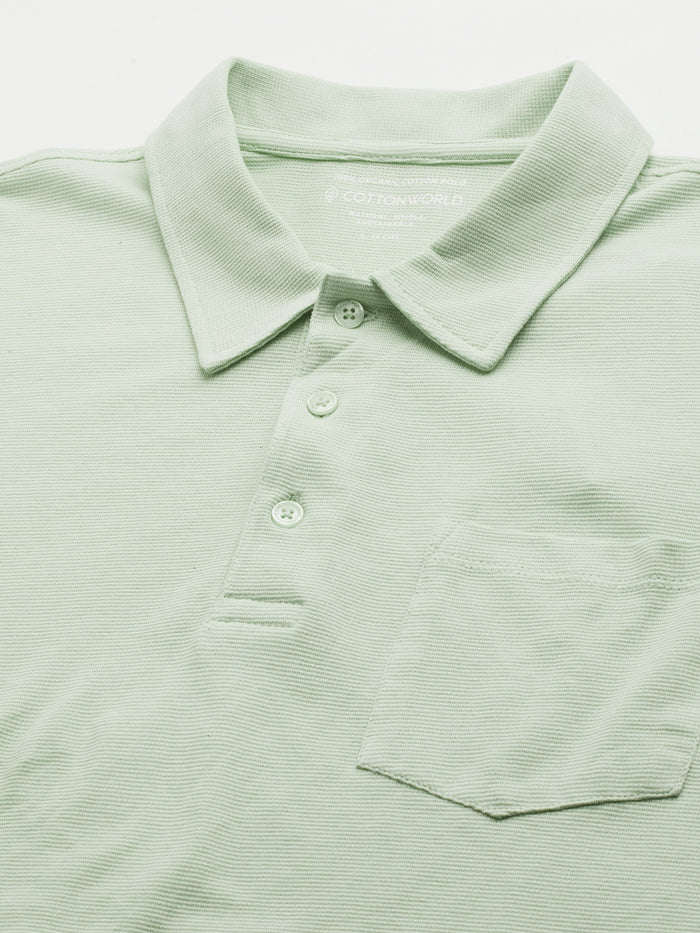Men's 100% Cotton Chest Pocket Polo T Shirt Green