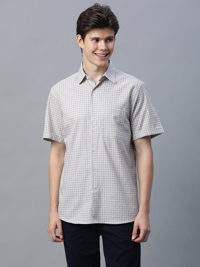 Men's 100% Cotton Micro Check Shirt Green