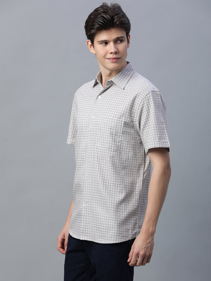 Men's 100% Cotton Micro Check Shirt Green