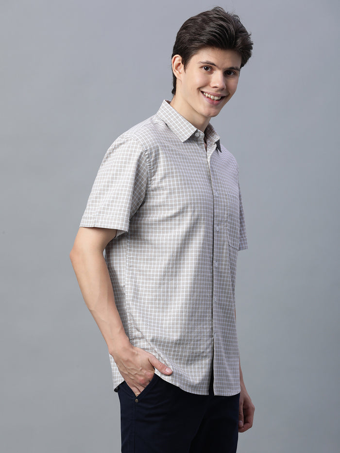 Men's 100% Cotton Micro Check Shirt Green