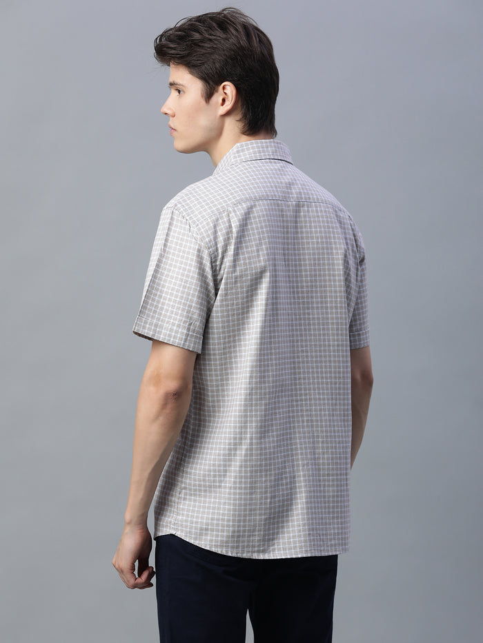 Men's 100% Cotton Micro Check Shirt Green