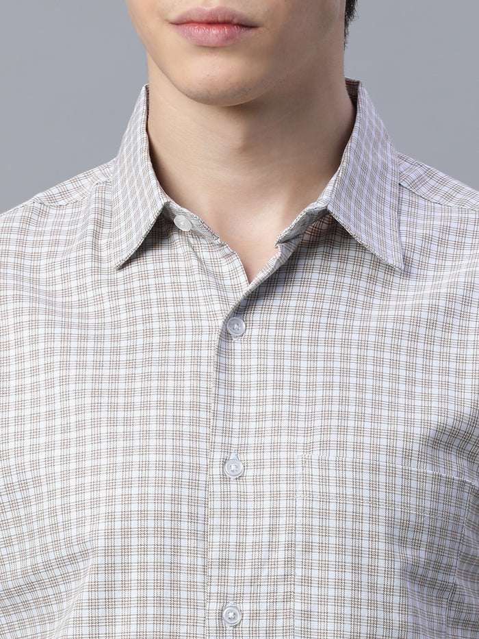 Men's 100% Cotton Micro Check Shirt Green