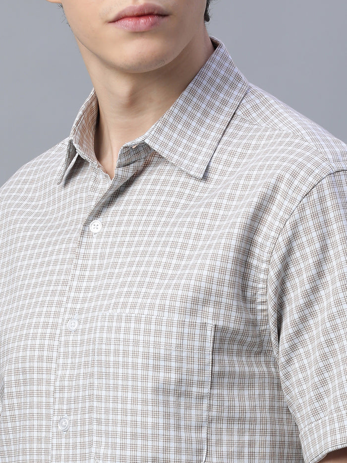 Men's 100% Cotton Micro Check Shirt Green