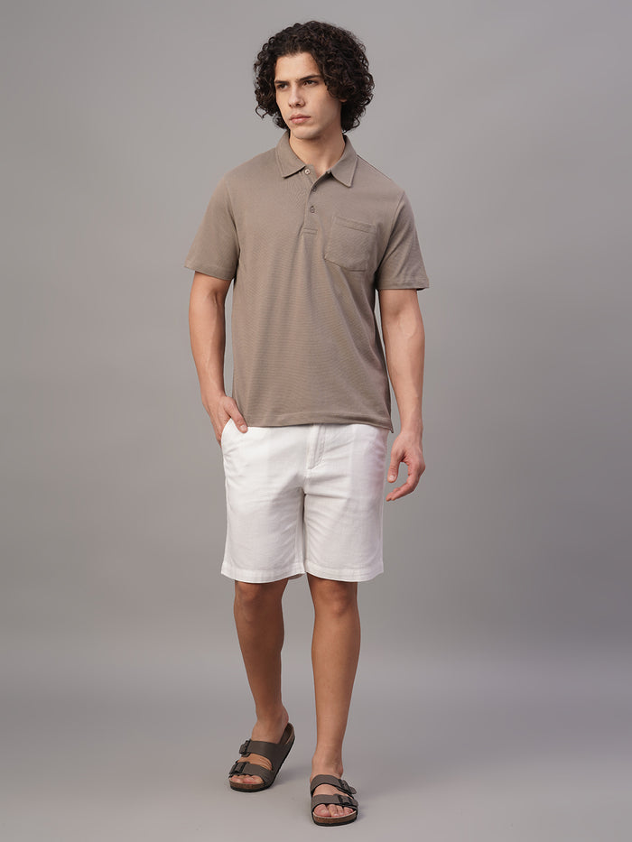 Men's 100% Cotton Polo Collar T Shirt Khaki