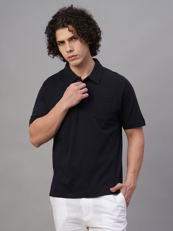 Men's 100% Cotton Polo Pocket T Shirt Navy