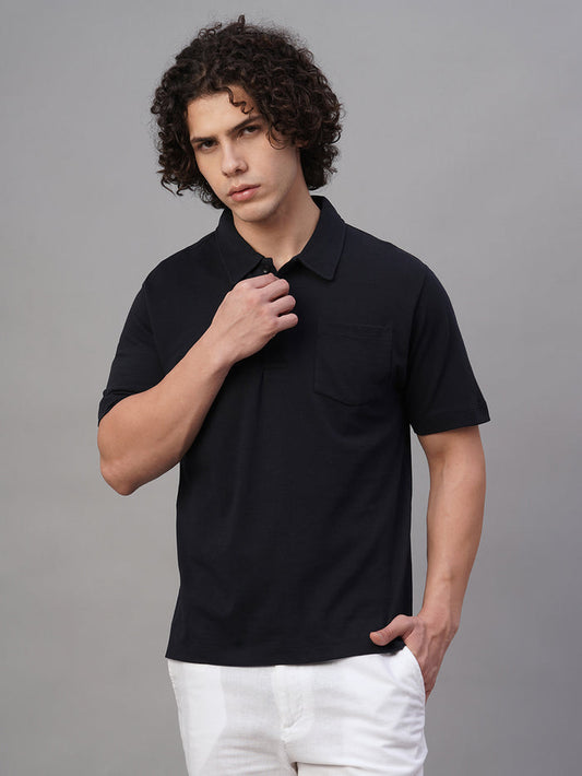 Men's 100% Cotton Polo Pocket T Shirt Navy
