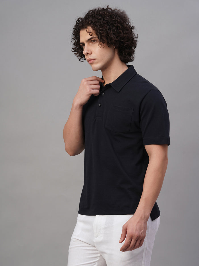 Men's 100% Cotton Polo Pocket T Shirt Navy