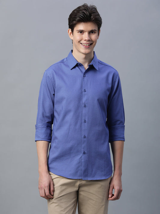 Men's 100% Cotton Slim Fit Shirt Blue